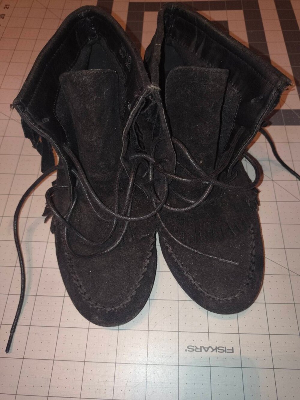 Bella Marie Campus-21 Black Suede moccasin ankle boots.
